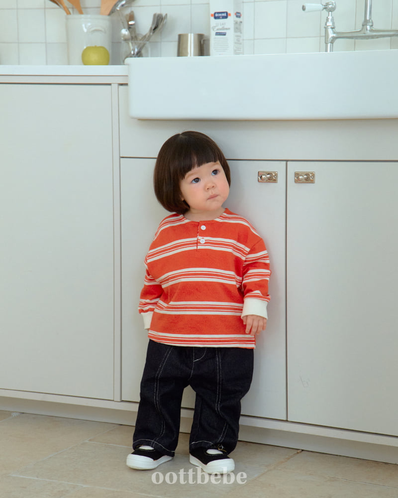 Oott Bebe - Korean Baby Fashion - #babyoutfit - Mini Striped Sweatshirt - 4
