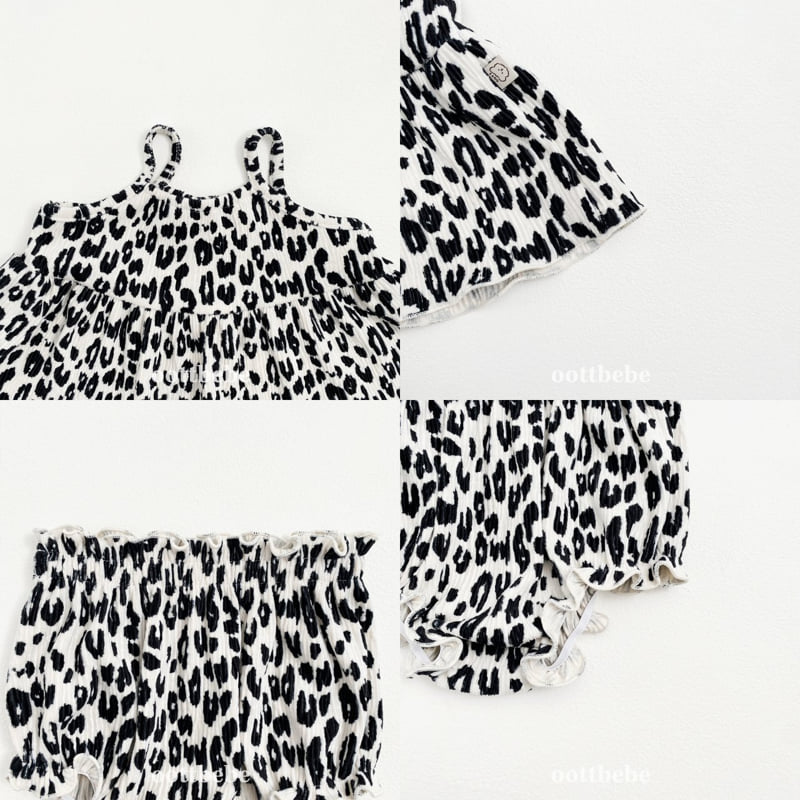 Oott Bebe - Korean Baby Fashion - #onlinebabyboutique - Leopard Pleated Bloomer Set - 11