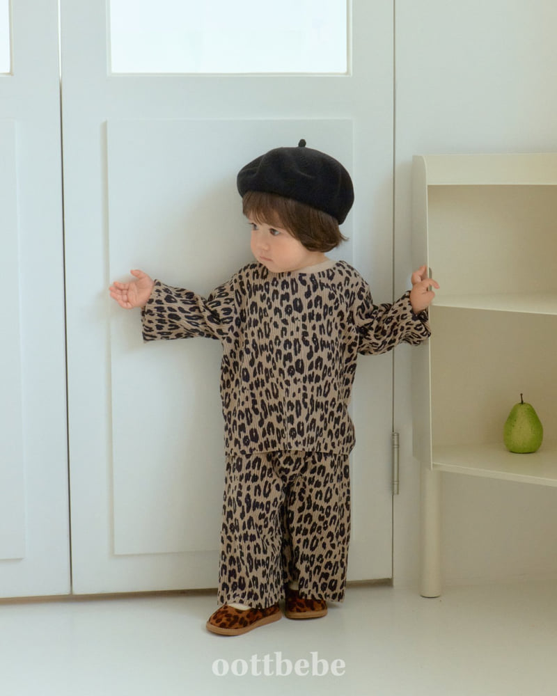 Oott Bebe - Korean Baby Fashion - #onlinebabyboutique - Leopard Pleated Set - 5