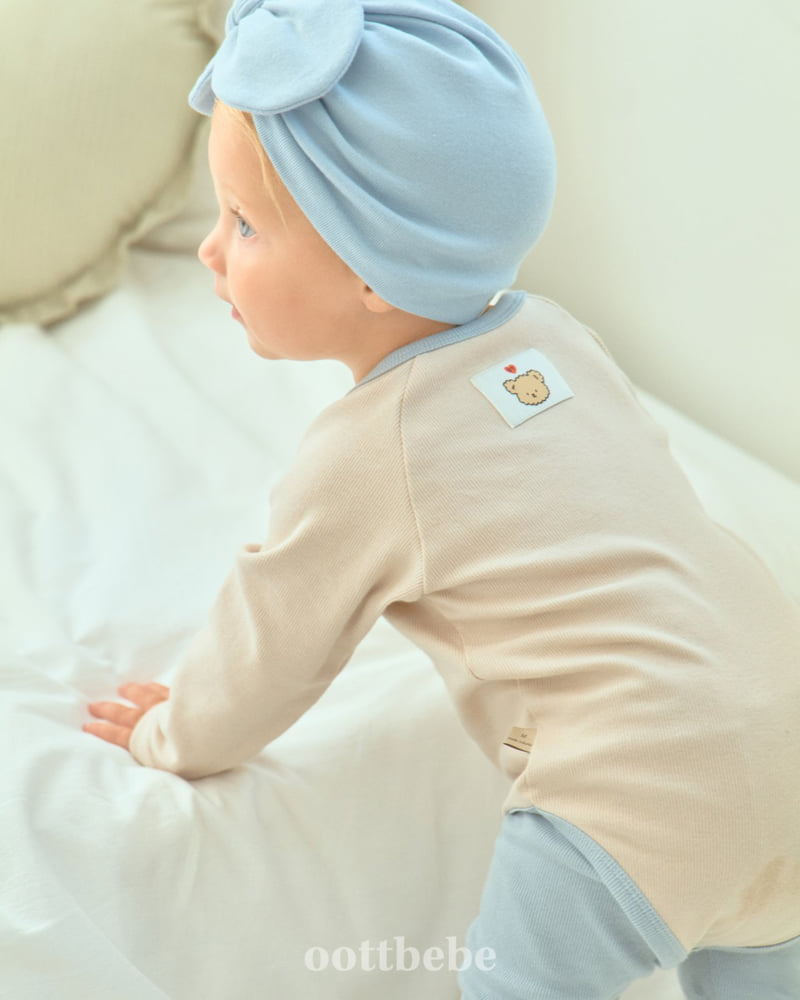 Oott Bebe - Korean Baby Fashion - #onlinebabyboutique - Pudding Modal Ribbed Suit SET - 9