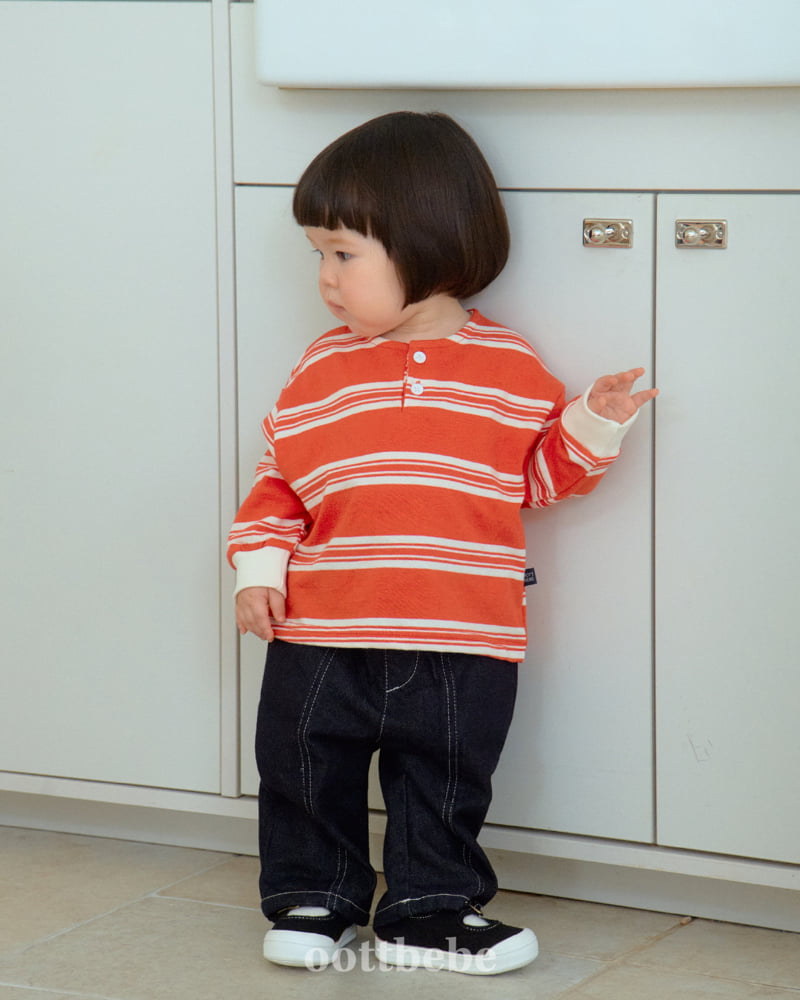 Oott Bebe - Korean Baby Fashion - #onlinebabyshop - Mini Striped Sweatshirt - 6