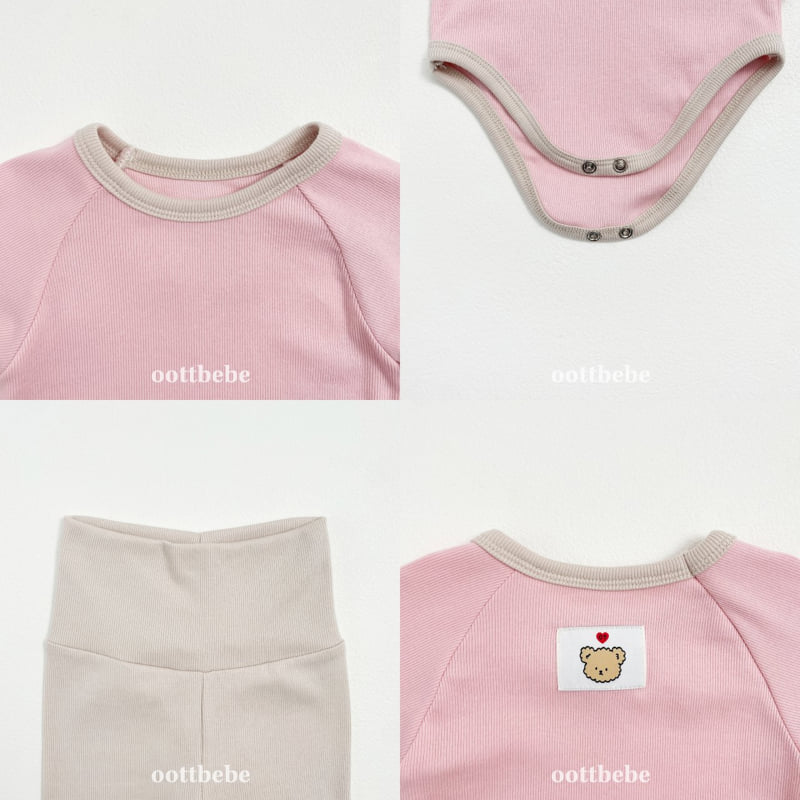 Oott Bebe - Korean Baby Fashion - #smilingbaby - Pudding Modal Ribbed Suit SET - 11