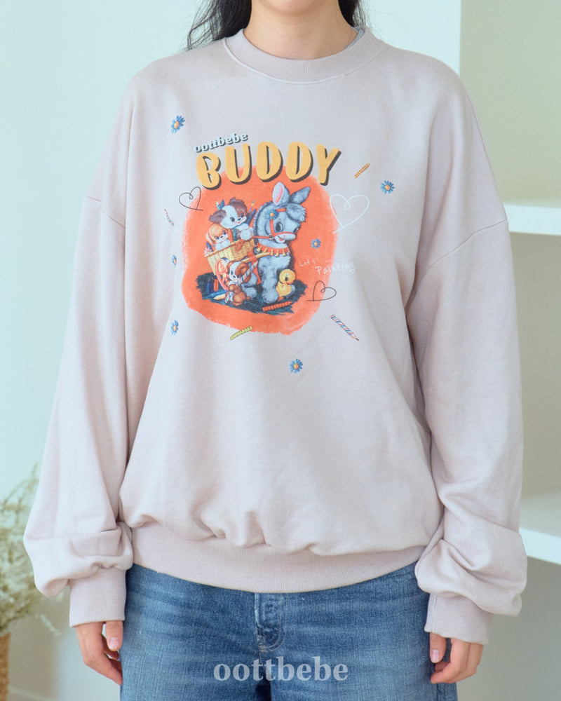 Oott Bebe - Korean Women Fashion - #womensfashion - Buddy Sweatshirt (Adult) - 2