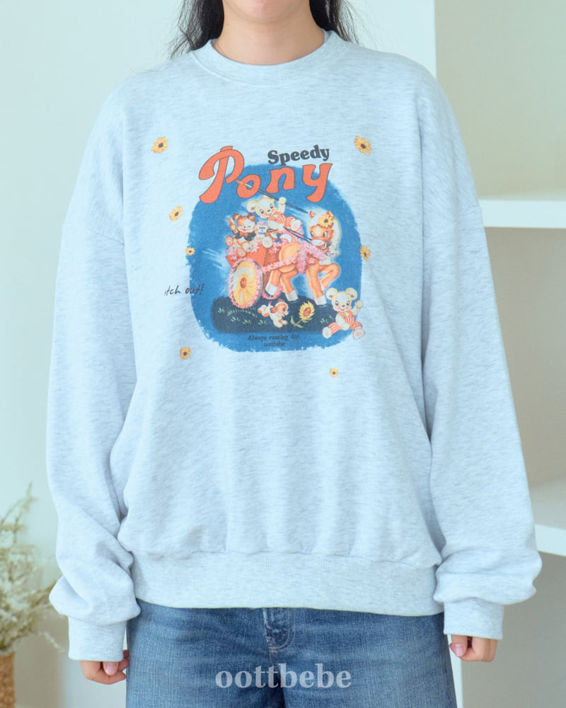 Oott Bebe - Korean Women Fashion - #womensfashion - Pony Sweatshirt (Adult) - 2