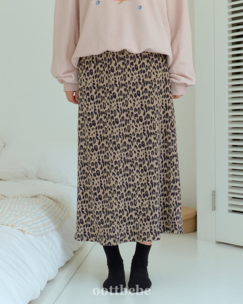 Oott Bebe - Korean Women Fashion - #womensfashion - Leopard Pleated Skirt (Adult) - 2