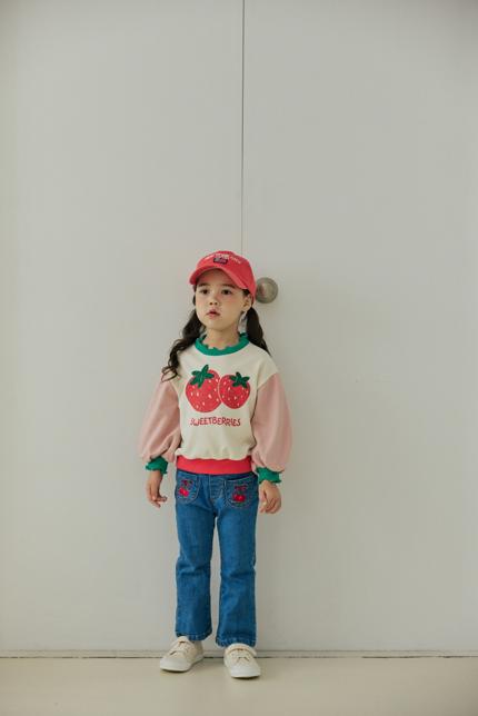 Orange Mom - Korean Children Fashion - #Kfashion4kids - Strawberry Color Block Tee