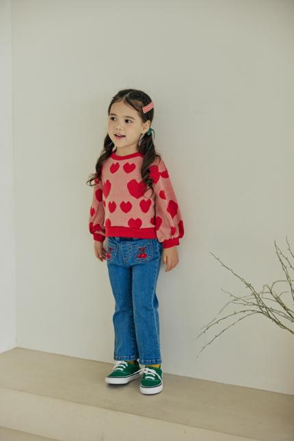 Orange Mom - Korean Children Fashion - #childofig - Heart Jacquard Tee - 7