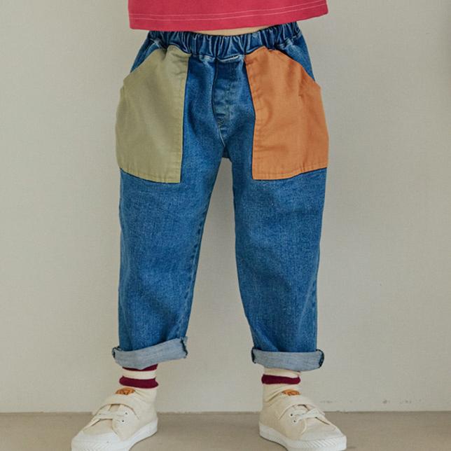 Stretch Color Block Pocket Pants by Orange Mom for Child - view 1