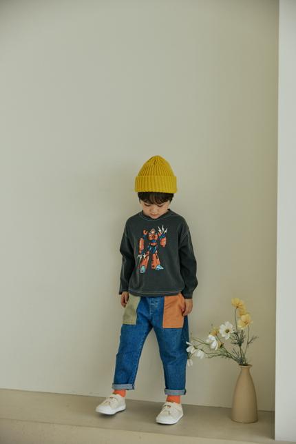 Orange Mom - Korean Children Fashion - #childofig - Robot Pigment Tee - 3