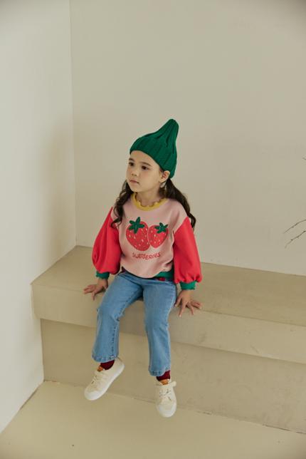 Orange Mom - Korean Children Fashion - #childrensboutique - Strawberry Color Block Tee - 10