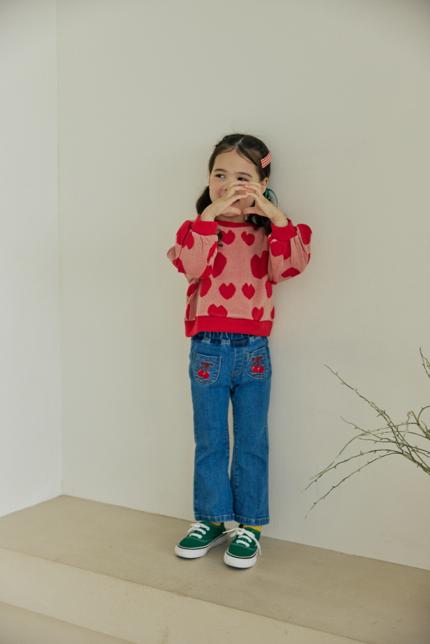 Orange Mom - Korean Children Fashion - #childrensboutique - Heart Jacquard Tee - 8