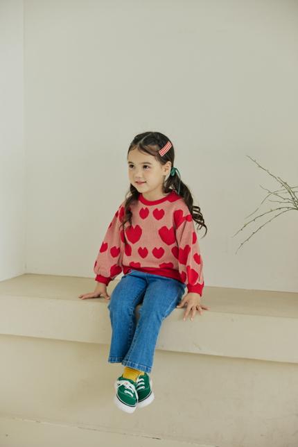 Orange Mom - Korean Children Fashion - #designkidswear - Heart Jacquard Tee - 9
