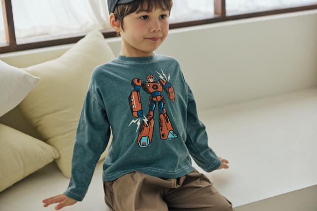 Orange Mom - Korean Children Fashion - #discoveringself - Robot Pigment Tee - 7