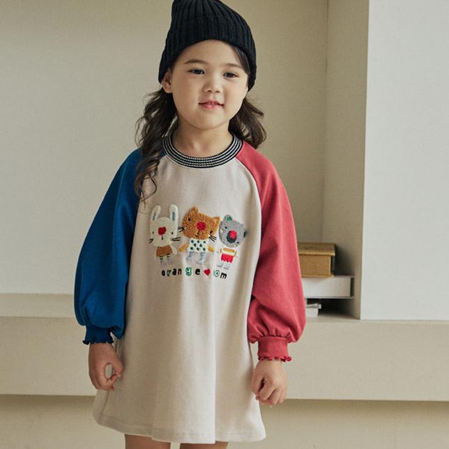 Orange Mom - Korean Children Fashion - #discoveringself - Buckle Animal Raglan One-piece