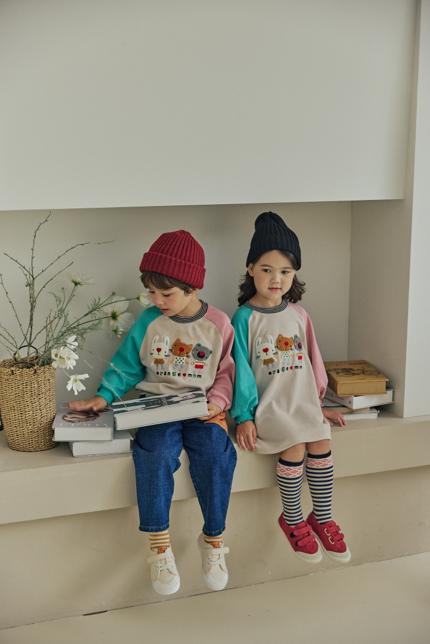 Orange Mom - Korean Children Fashion - #fashionkids - Buckle Animal Raglan Tee - 3