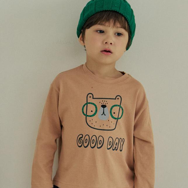 Orange Mom - Korean Children Fashion - #kidsstore - Dot Glasses Bear Tee