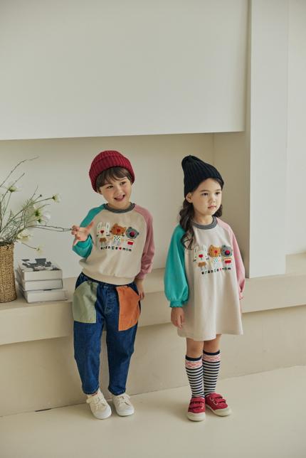 Orange Mom - Korean Children Fashion - #kidsstore - Buckle Animal Raglan Tee - 5