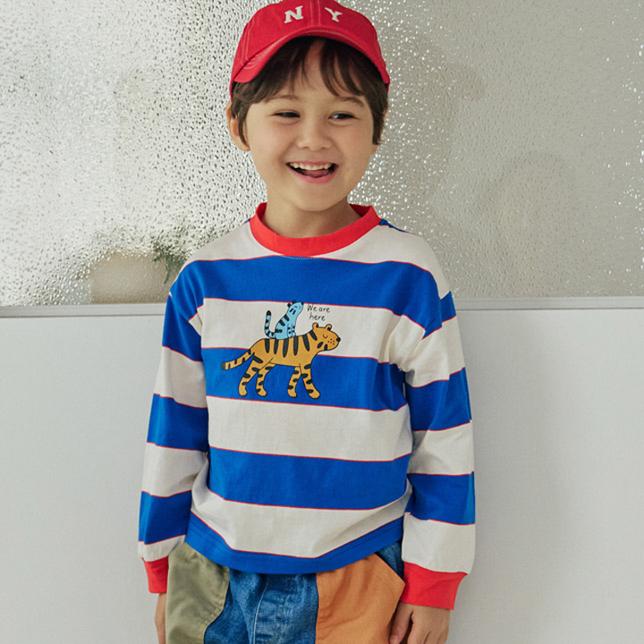 Orange Mom - Korean Children Fashion - #kidzfashiontrend - Striped Cat Tee