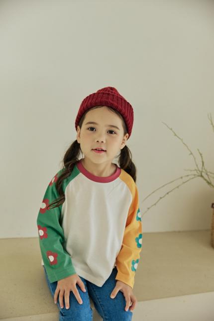 Orange Mom - Korean Children Fashion - #kidzfashiontrend - Floral Sleeve Tee