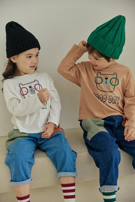 Orange Mom - Korean Children Fashion - #Kfashion4kids - Dot Glasses Bear Tee - 4