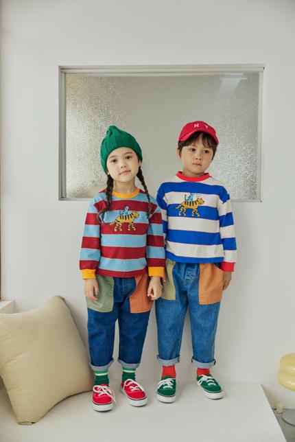 Orange Mom - Korean Children Fashion - #littlefashionista - Striped Cat Tee - 3