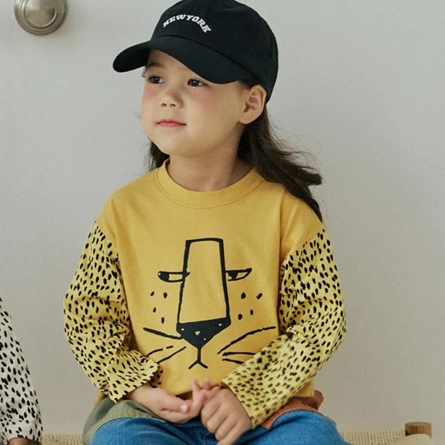 Orange Mom - Korean Children Fashion - #littlefashionista - Cheetah Raglan Tee