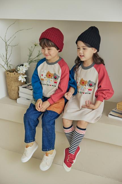 Orange Mom - Korean Children Fashion - #littlefashionista - Buckle Animal Raglan Tee - 8