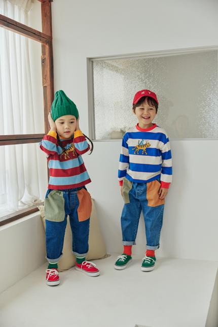Orange Mom - Korean Children Fashion - #littlefashionista - Striped Cat Tee - 4
