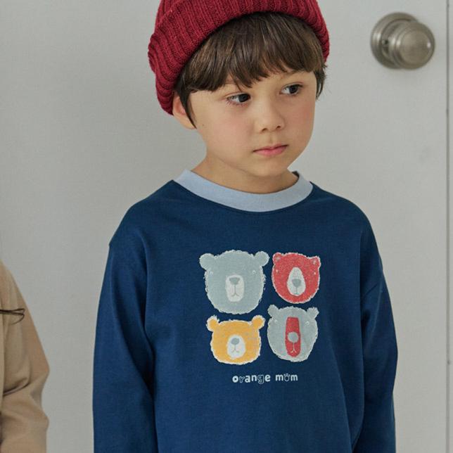 Orange Mom - Korean Children Fashion - #magicofchildhood - Bear Face Tee