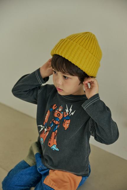 Orange Mom - Korean Children Fashion - #minifashionista - Robot Pigment Tee