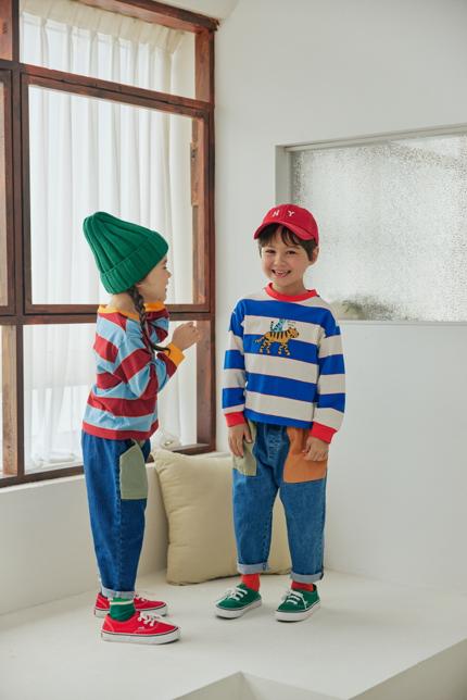 Orange Mom - Korean Children Fashion - #minifashionista - Striped Cat Tee - 5