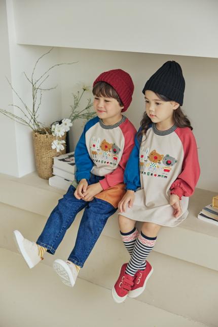 Orange Mom - Korean Children Fashion - #minifashionista - Buckle Animal Raglan Tee - 10