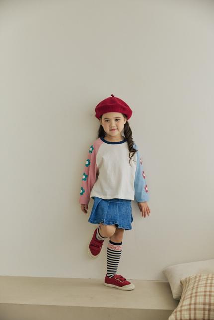 Orange Mom - Korean Children Fashion - #prettylittlegirls - Floral Sleeve Tee - 6