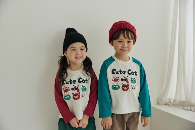 Orange Mom - Korean Children Fashion - #todddlerfashion - Cute Cat Tee - 3