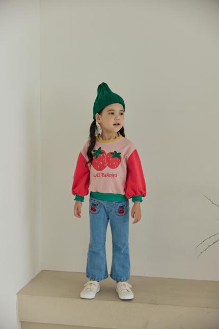 Orange Mom - Korean Children Fashion - #toddlerclothing - Strawberry Color Block Tee - 7