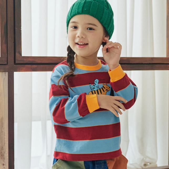 Orange Mom - Korean Children Fashion - #toddlerclothing - Striped Cat Tee - 8