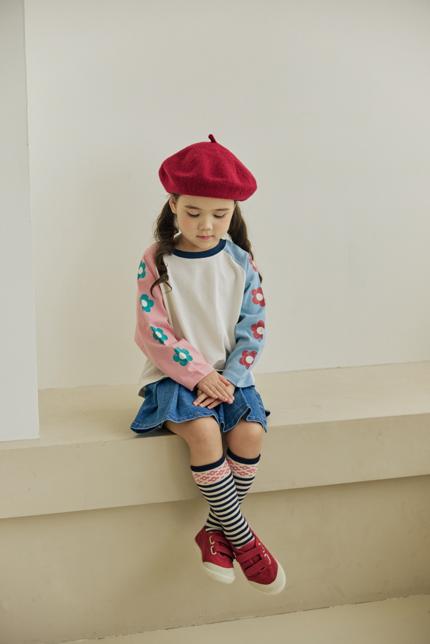 Orange Mom - Korean Children Fashion - #toddlerclothing - Floral Sleeve Tee - 8