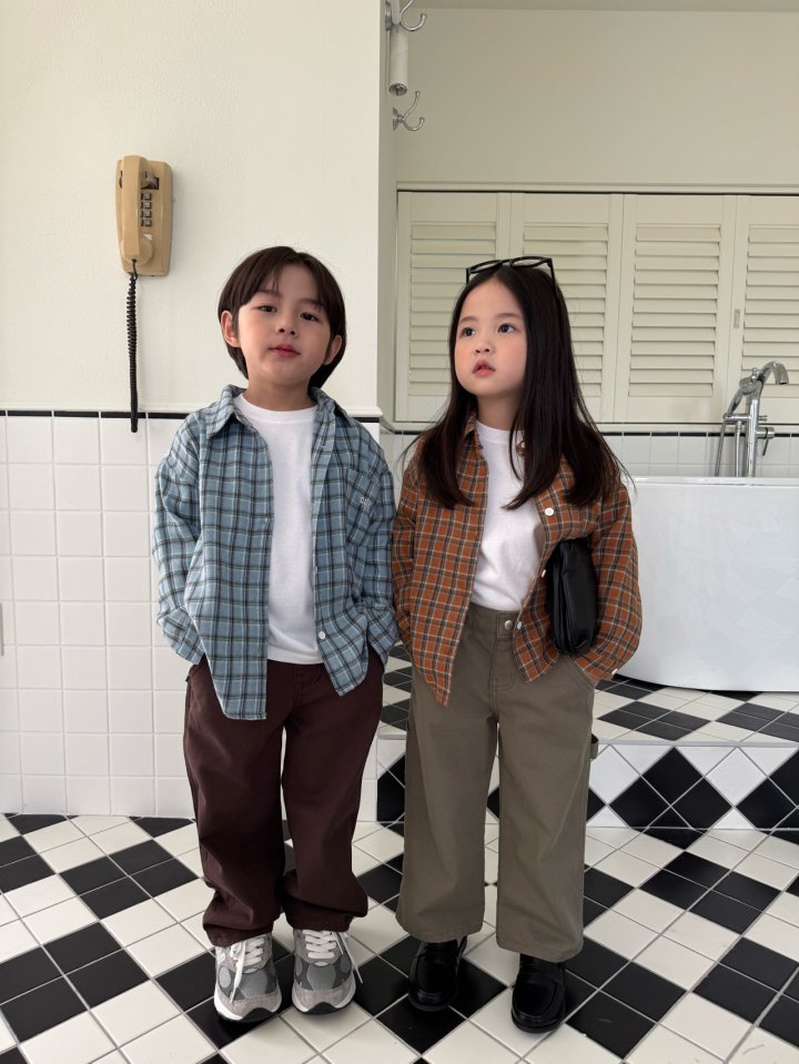 Our - Korean Children Fashion - #kidsshorts - Autumn Checked Shirt - 4