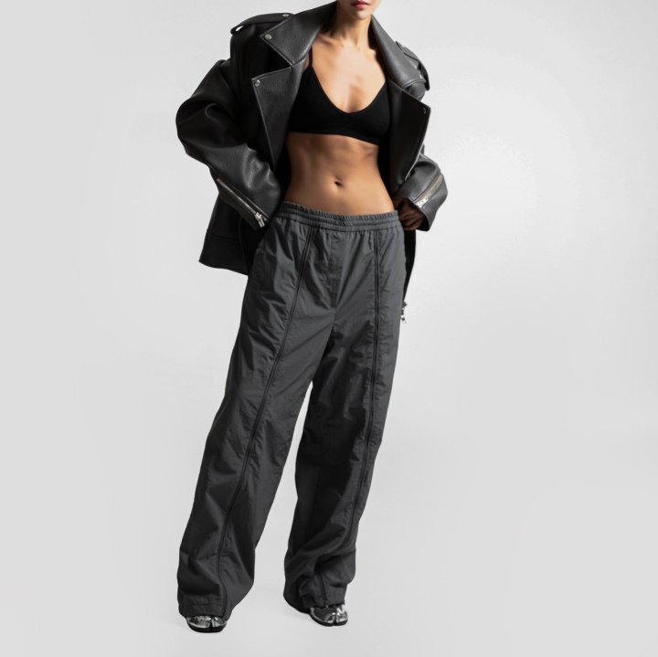 Paper Moon - Korean Women Fashion - #momslook - Front Zipped Open Banding Nylon Trouser - 2