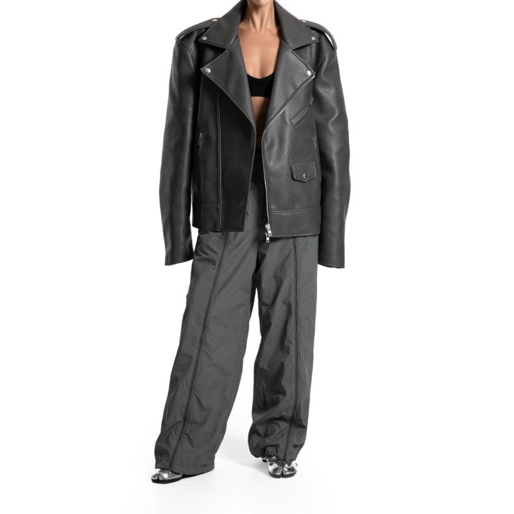 Paper Moon - Korean Women Fashion - #momslook - Oversized Chunky Zipped Vegan Biker Jacket