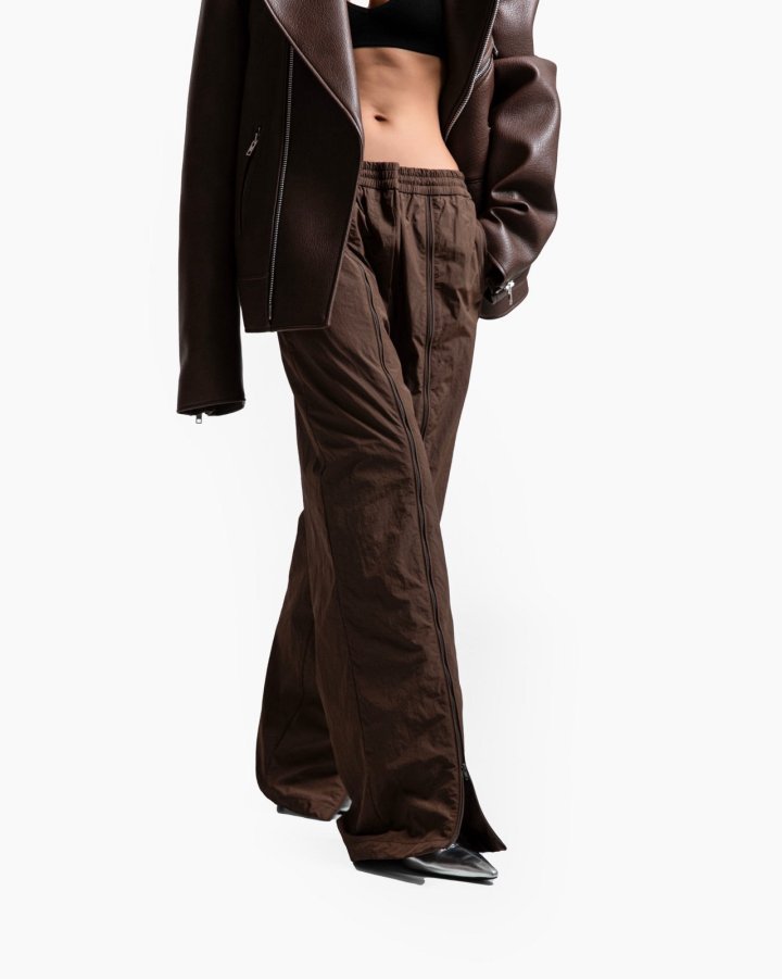Paper Moon - Korean Women Fashion - #momslook - Front Zipped Open Banding Nylon Trouser - 3