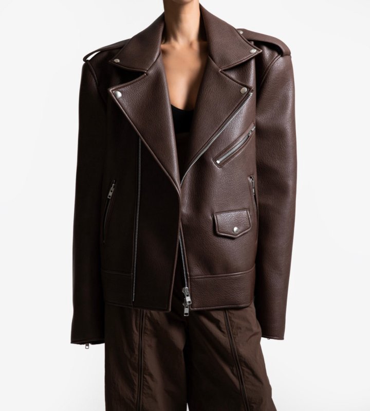 Paper Moon - Korean Women Fashion - #momslook - Oversized Chunky Zipped Vegan Biker Jacket - 2