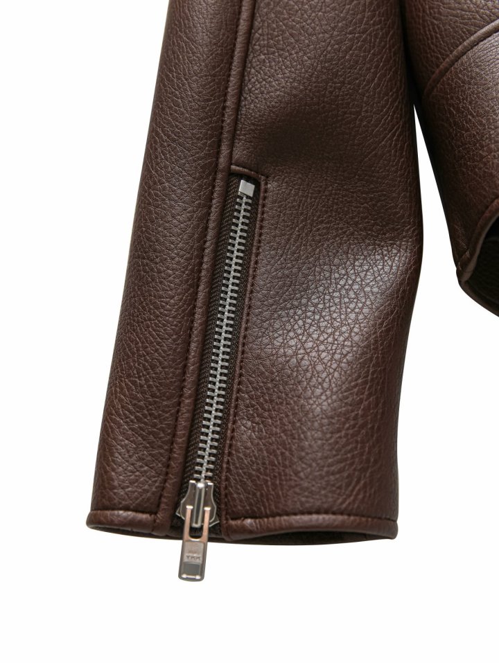 Paper Moon - Korean Women Fashion - #pursuepretty - Oversized Chunky Zipped Vegan Biker Jacket - 6