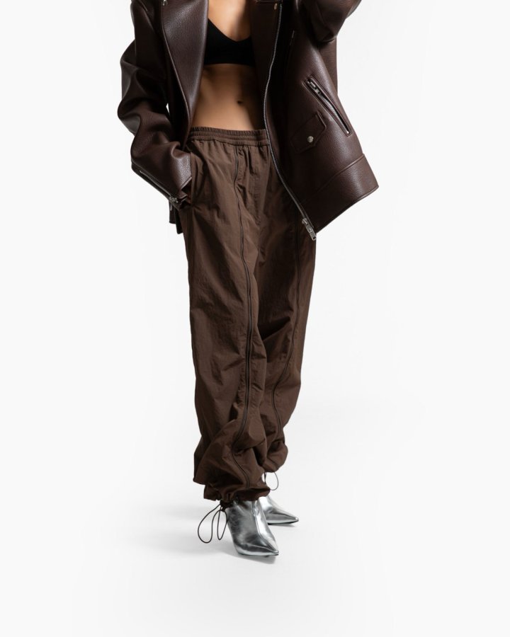 Paper Moon - Korean Women Fashion - #restrostyle - Front Zipped Open Banding Nylon Trouser - 8