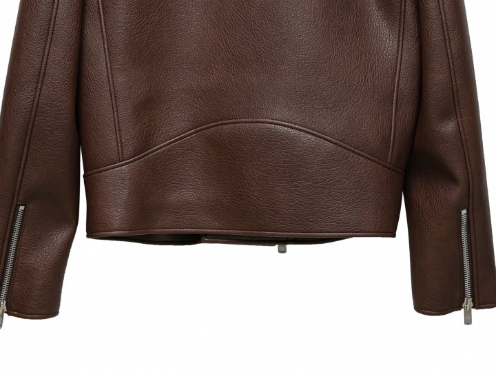 Paper Moon - Korean Women Fashion - #restrostyle - Oversized Chunky Zipped Vegan Biker Jacket - 7