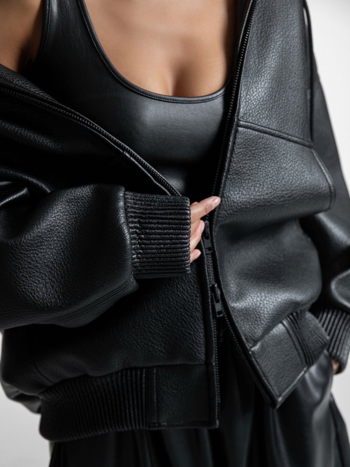 Paper Moon - Korean Women Fashion - #restrostyle - Oversized Vegan Hood Zip-up Jacket - 5