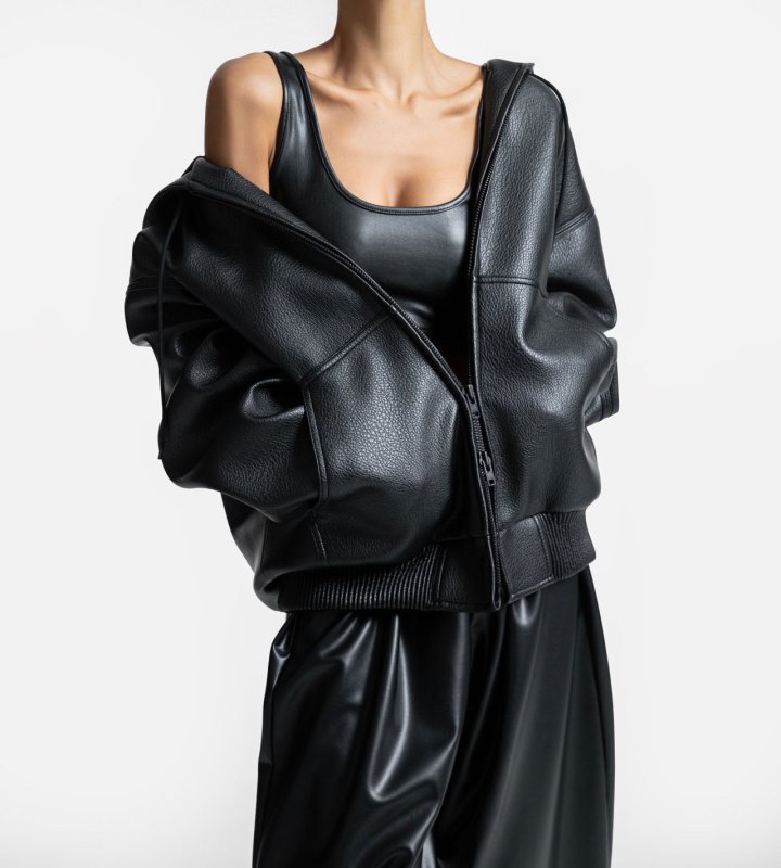 Paper Moon - Korean Women Fashion - #romanticstyle - Oversized Vegan Hood Zip-up Jacket - 6