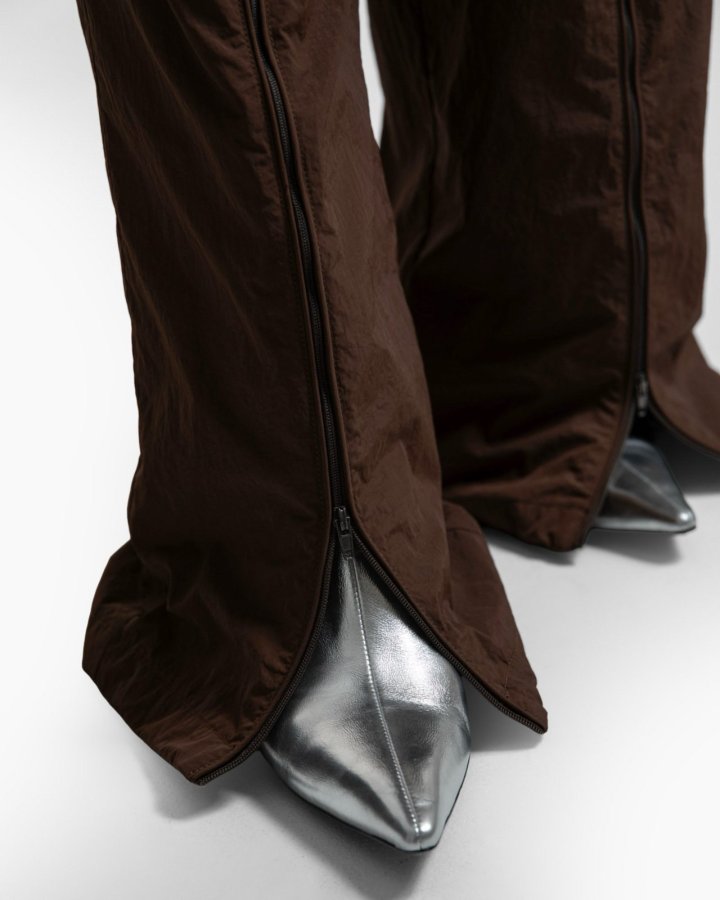 Paper Moon - Korean Women Fashion - #vintageinspired - Front Zipped Open Banding Nylon Trouser - 5