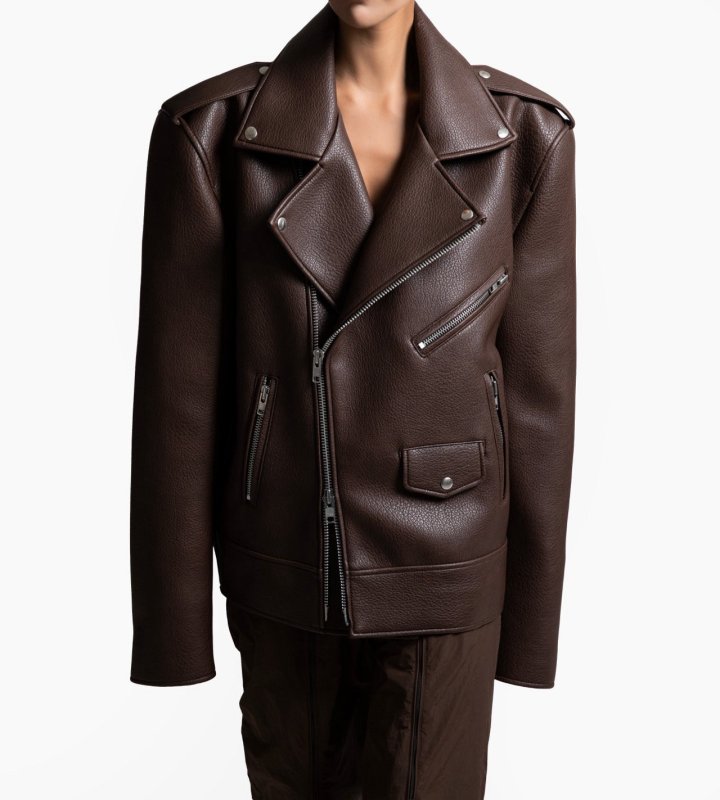 Paper Moon - Korean Women Fashion - #womensfashion - Oversized Chunky Zipped Vegan Biker Jacket - 4