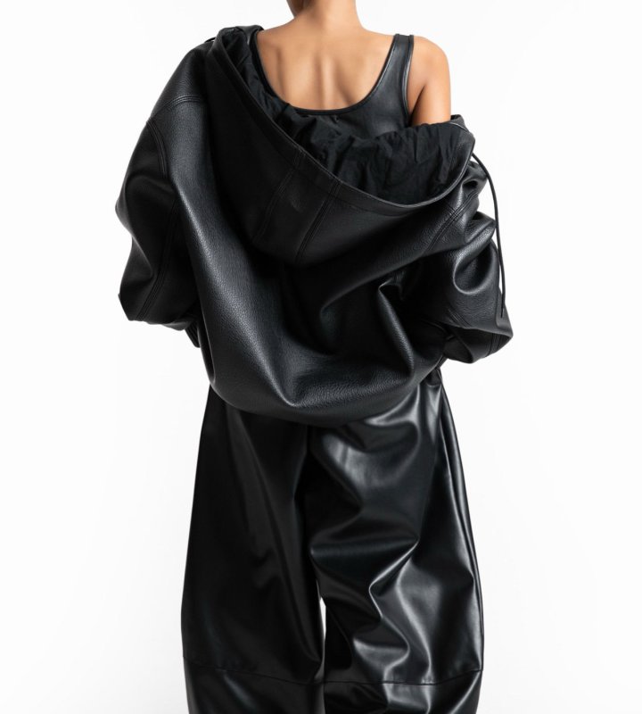 Paper Moon - Korean Women Fashion - #vintagekidsstyle - Oversized Vegan Hood Zip-up Jacket - 3